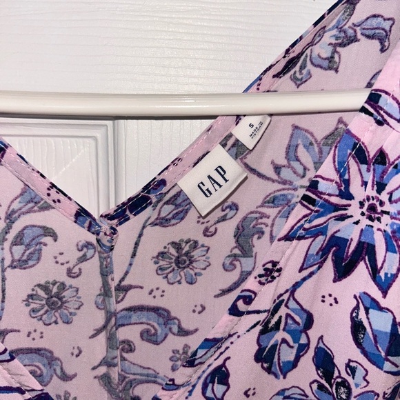 GAP Floral V-Neck Blue & Pink Dress Small - Picture 3 of 3